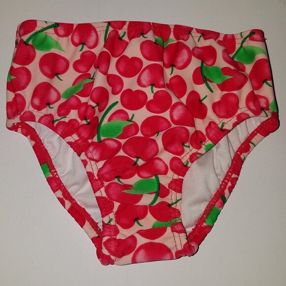 Carter's Baby Girl Cherry Swim Bottoms Pink Red Bikini 6-9 Months Pool Lesson - Picture 1 of 4